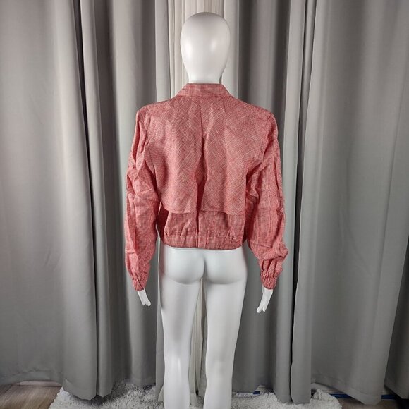 Doncaster Women's Red, White, Houndstooth, Linen Blend, Cropped Jacket Size 4 - Picture 3 of 13